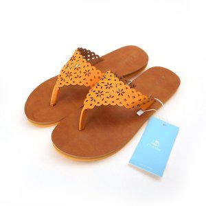 Cupshe Women's Size 10 EU 40 Thong Sandal Faux Leather Laser Cut NWT